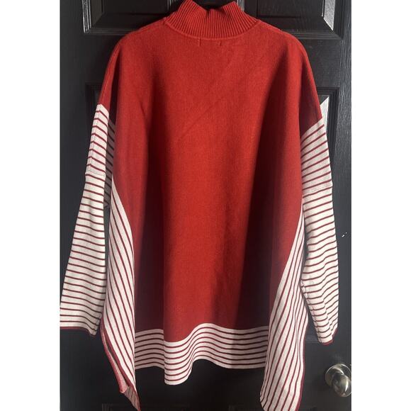 Uniexcosm XL Women's Mock Neck Poncho Sweater Batwing SL Oversized Chunky Knit - Picture 4 of 9